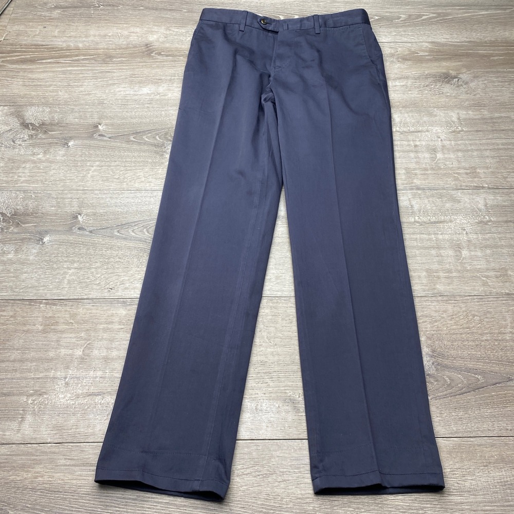 PT01 Pants Slim Fit Mens 30x30 Blue Cotton Silk Chinos Trousers Made Romania